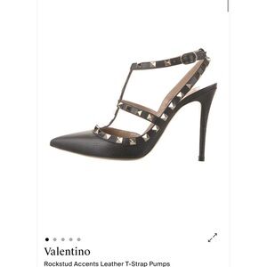 Valentino Black Leather Rockstud Heels